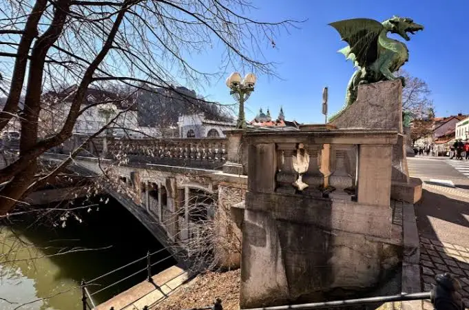 Ljubljana city centre with Triple Bridge and the Ljubljanica River